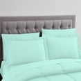 thumbnail image 2 of DNG Creations 3 Piece Box Stitched Striped Pattern Comforter 100% Egyptian Cotton Quilt Cover 800 TC All Season 550 GSM ( Oversized Queen Size ) Stripe Auqa Blue Colour, 2 of 5