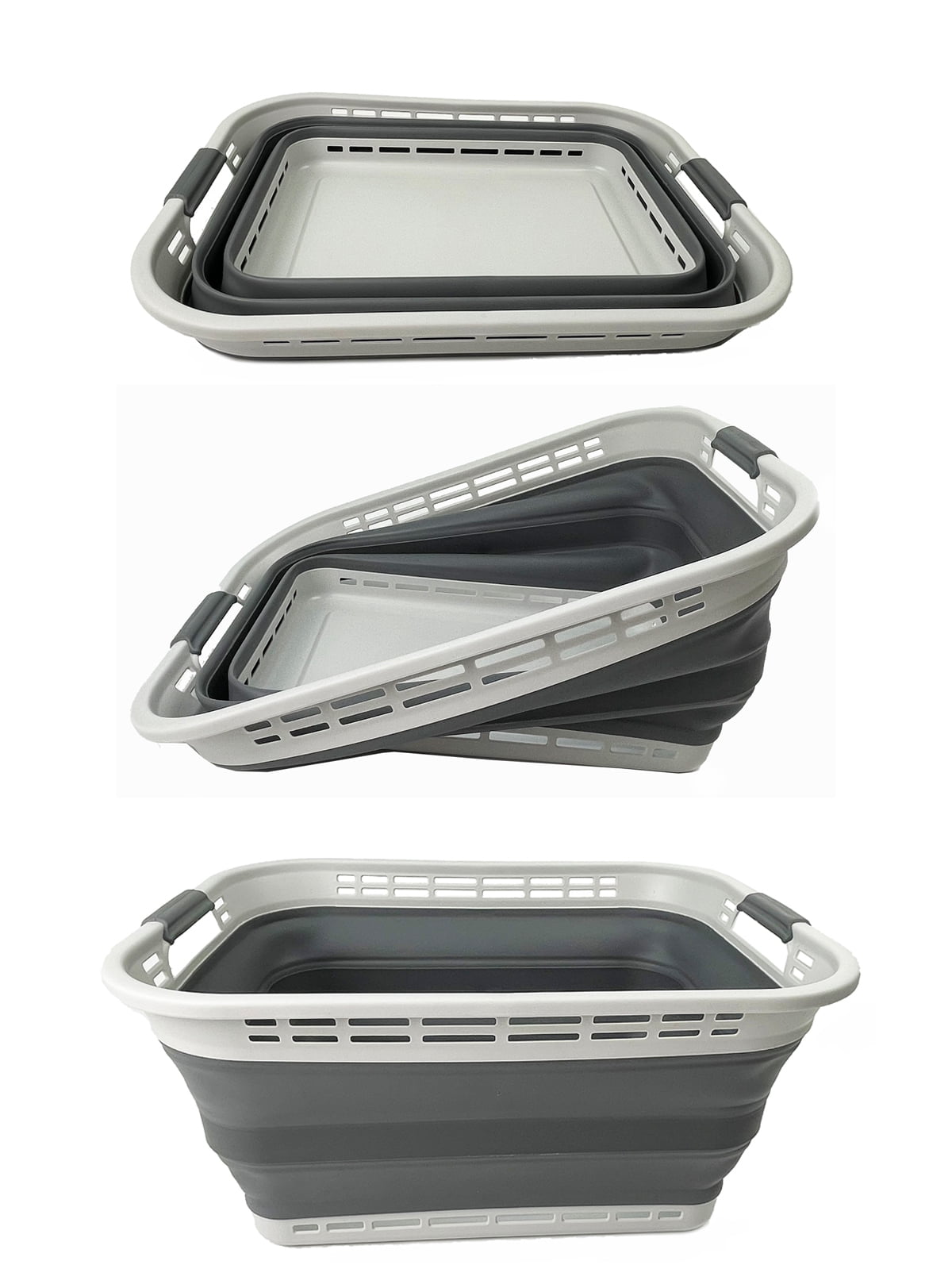 SAMMART 42L (11 Gallons) Collapsible Plastic Laundry Basket - Foldable Pop Up Storage Container/Organizer - Portable Washing Tub - Space Saving Hamper/Basket