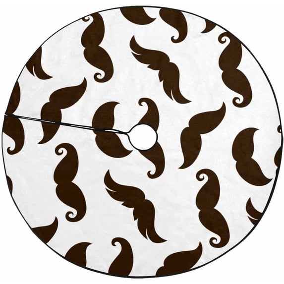 FMSHPON Mustaches on White Xmas Christmas Tree Skirt Stand Mat for Holiday Party Decoration Indoor Outdoor 48 inches