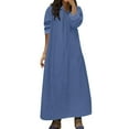 thumbnail image 1 of SZXZYGS Robes d'Été pour Femmes pour Vacances à l'Île pour Femme Grande Taille Style Unisexe à la Mode Manches Longues Col Rabattu devant Ouvert Robe Maxi en Denim 2024, 1 of 5