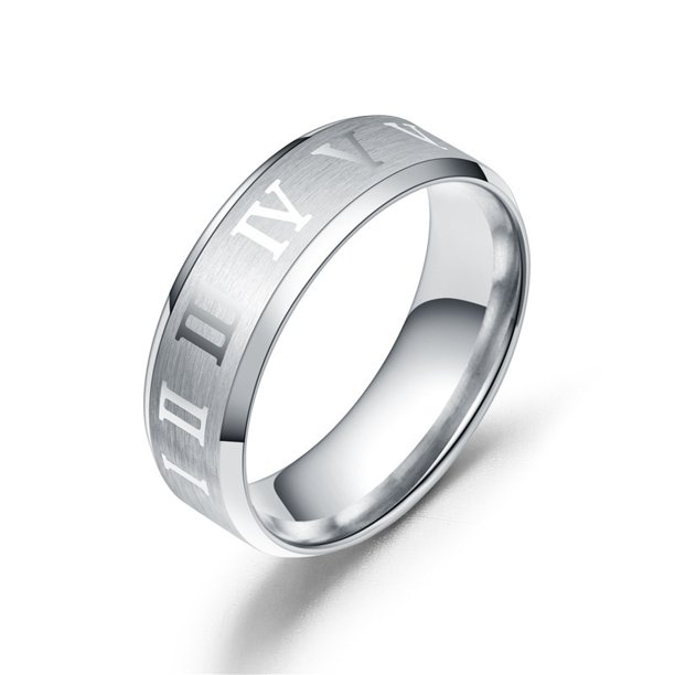 2022 Vintage números romanos hombres anillos temperamento moda 6mm ancho anillos de acero inoxidable para hombres joyería regalo Deng Xun unisex