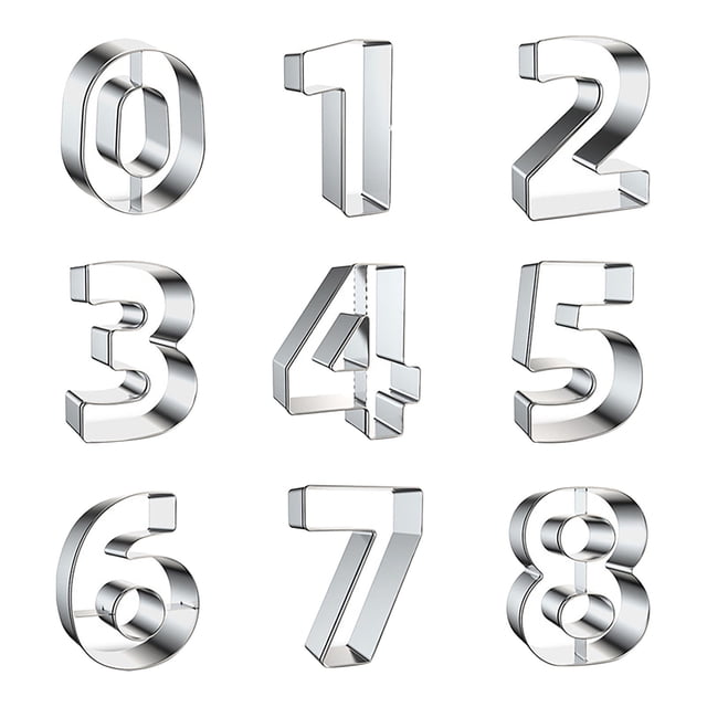 Stainless Steel Cookie Cutter Number Shapes 9Pcs Number Shape Cookie Biscuits Cutter Mould Stainless Steel Baking Molds