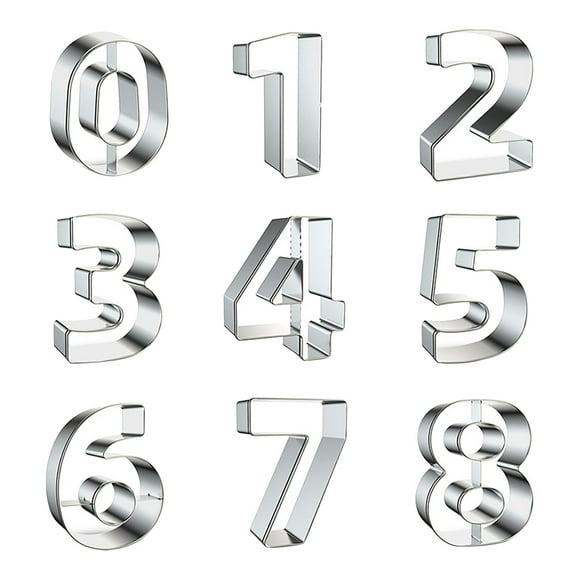 Clearance Hot Sales! Stainless Steel Cookie Cutter Number Shapes 9Pcs Number Shape Cookie Biscuits Cutter Mould Stainless Steel Baking Molds