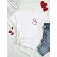 thumbnail image 2 of Women's Casual Round Neck Short-Sleeve T-Shirt with Heart Print, Perfect Summer Fashion, Classic 100% Cotton Tee, Ideal Valentine's Day Gift, Leisure Style, Xia Tee For Adult, Men, Women, Teen, Teena, 2 of 5
