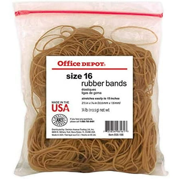 Office Depot Rubber Bands, #16, 2 1/2in. x 1/16in., 0.25 Lb. Bag, 2416808 by Office Depot