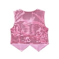 thumbnail image 2 of iiniim Kids Girls Sparkle Sequins Jazz Hip Hop Dance Vest Top Stage Performance Party Waistcoat Size 7-15 Pink 13-14, 2 of 7