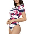 thumbnail image 2 of Easygdp Pink Flamingos Women'S Waist-Cinching Short-Sleeved Onesie, Olastic Onesiet,Snaps At Bottom,Easy To Put On And Take Off - Small, 2 of 9
