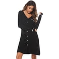 thumbnail image 4 of Ekouaer Womens Nightgown V-Neck Sleepwear Long Slevee Button Down Nightshirt Blue, 4 of 6