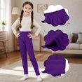 thumbnail image 6 of Girls Leggings Fleece Lined Solid Color Slim Stretchy Pants Soft Warm Tights, 6 of 7