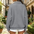 thumbnail image 5 of Waffle Full Zip Up Sweatshirt Women No Hood - Oversized Loose Casual Long Sleeve Collared Jacket 2026 Fall Winter Clothes, #01_Gray, L, 5 of 5