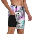 thumbnail image 3 of Goofa Eiffel Tower and Hearts Printed Men's Swim Trunks Board Shorts Quick Dry Mens Swimming Trunks with Compression Liner,Breathable Fit Hawaii Beach Shorts-Medium, 3 of 9