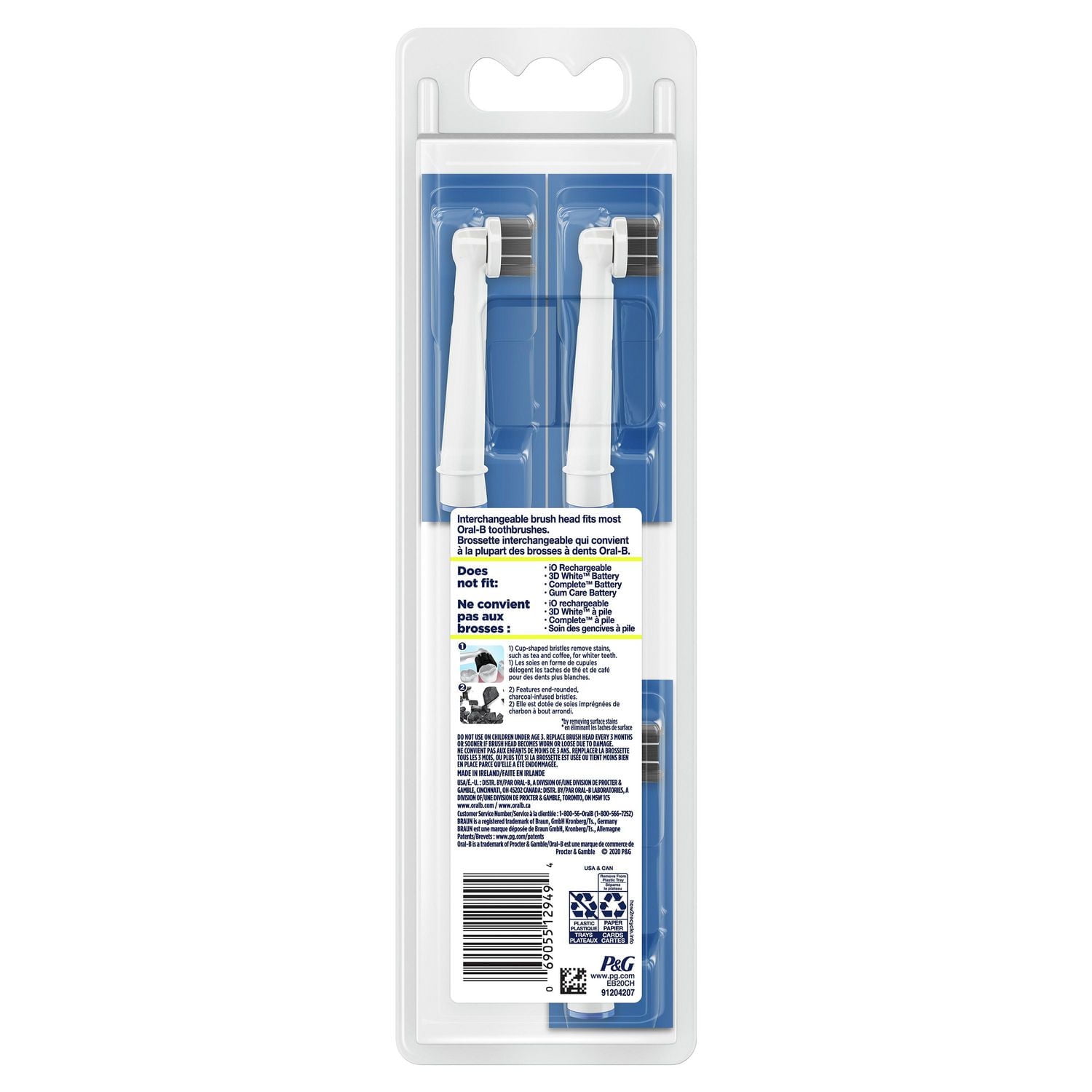 Oral-B Charcoal Electric Toothbrush Replacement Brush Heads Refill, 3 count