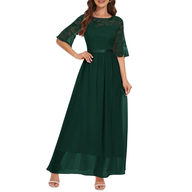 Vestido de noche Wedtrend vestido largo de chifón verde oscuro 3XL para mujer