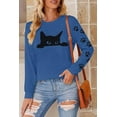 thumbnail image 3 of MOUSYA Funny Cat Shirts for Women - Peeping Halloween Black Cat Shirt Cute Cat Mom Long Sleeve Graphic Tees Teens Pullover Tops, 3 of 9