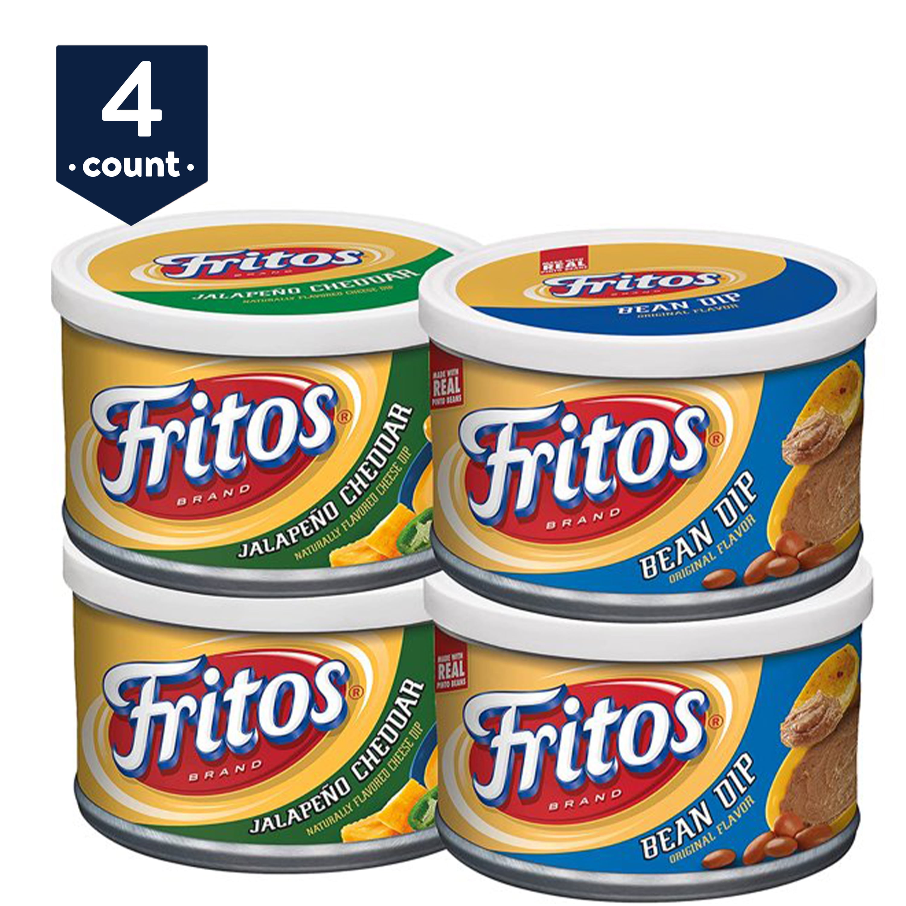 Fritos Dip Variety Pack, Bean & Jalapeno Cheddar, 9 oz Cans (4 Pack