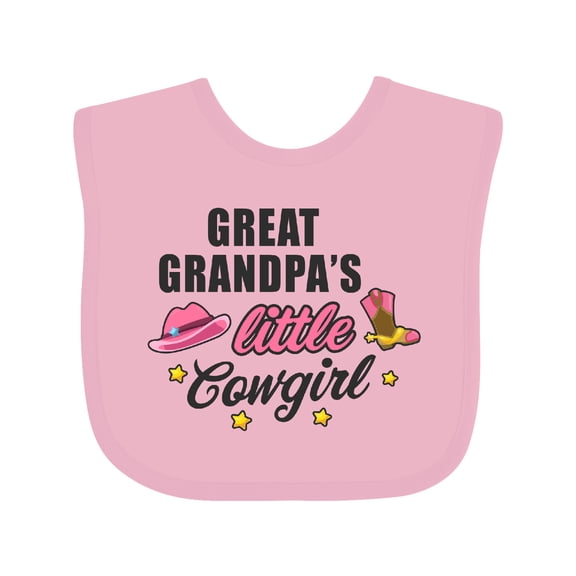 Inktastic Great Grandpa's Little Cowgirl with Cowgirl Hat and Boots Girls Baby Bib