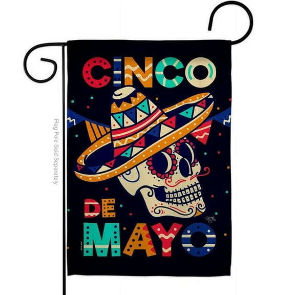 Breeze Decor G165180-BO 13 x 18.5 in. Skull Cinco De Mayo Garden Flag with Summer Double-Sided Decorative Vertical House Decoration Banner Yard Gift