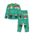 thumbnail image 2 of Kll Cute Sushi Print Women'S Long Sleeve Pajamas With Pants Sleepwear Loungewear 2 Set-Medium, 2 of 9
