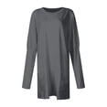 thumbnail image 5 of Odeerbi Solid Color Tops for Women Casual Loose Tunic Tops Long Sleeve Round Neck Printed Fashion Shirt With Pocket Dark Gray, 5 of 6