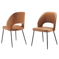 Side Dining Chair, Set of 2, Tan Black, Velvet, Modern Contemporary, Kitchen Room Cafe Bistro Restaurant Hospitality
