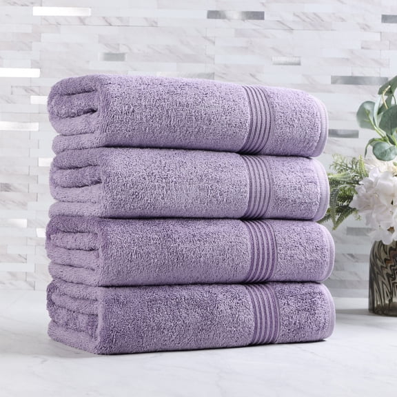 Superior Egyptian Cotton Absorbent Royal Purple Bath Towel Set of 4