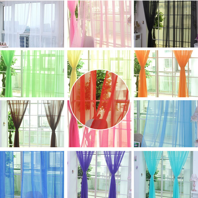 Home 1/2 Panels Window Sheer Curtains Voile Panels for Bedroom Living Room, Rod Pocket, Decorative Curtains, Solid Sheer 2 Sizes