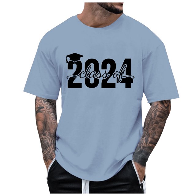 toraway T-Shirts pour Hommes TG T-Shirt d'Été pour Hommes Campus à Manches Courtes Col Rond à Manches Courtes T-Shirt de Remise des Diplômes 2024 L