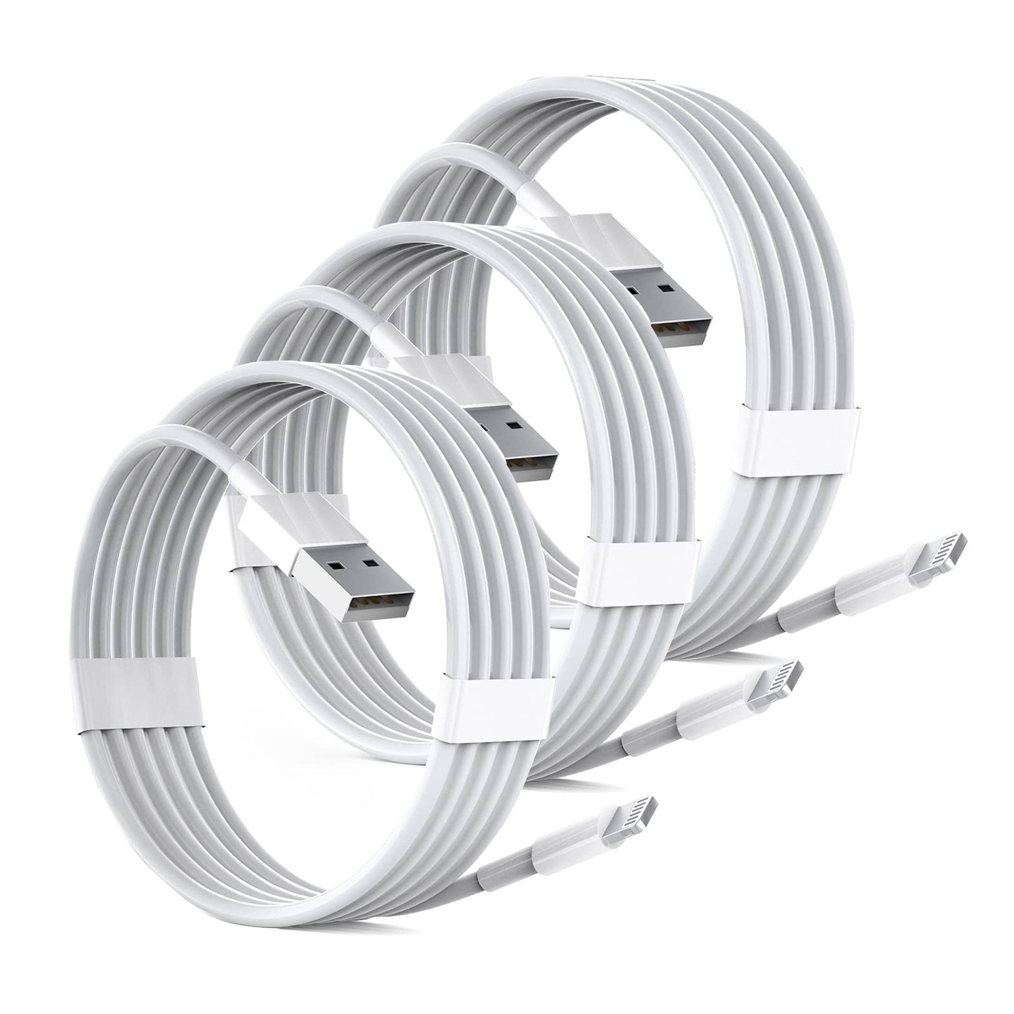 3 Pack i-Phone Charger ,USB Fast Charger Cable, Apple Charger for i-Phone, 6FT Charging Cord Compatible with iPhone, iPad, iPod, White