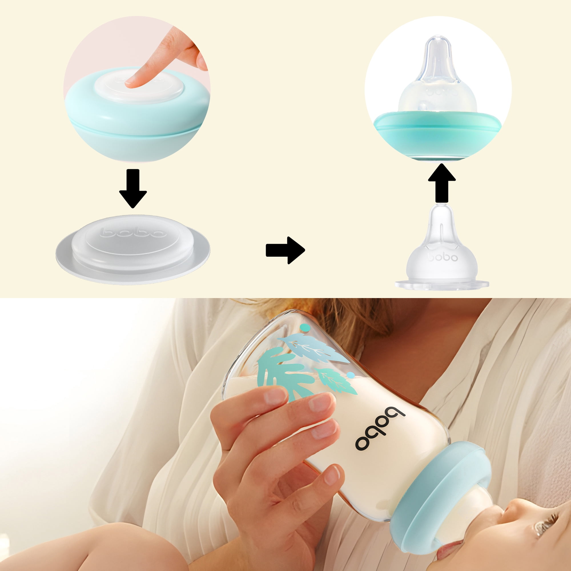 YOHKOH Glass Breastmilk Storage Containers,Food Grade Milk Jars with Lids,5.4ounce,4Pc,Blue