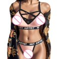 thumbnail image 5 of Gibobby Lencería sexy para mujer Conjunto de ropa interior con letras Lencería Vendaje Ropa de dormir Corsé Mujeres Hollow(Rosa, M), 5 of 5