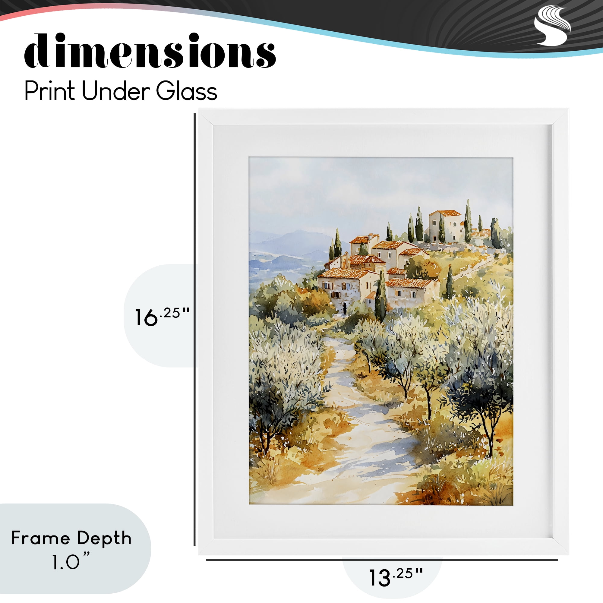 Stupell Industries Tuscan Hilltop Village View White Framed Print Under Glass, design by LSR Design Studio