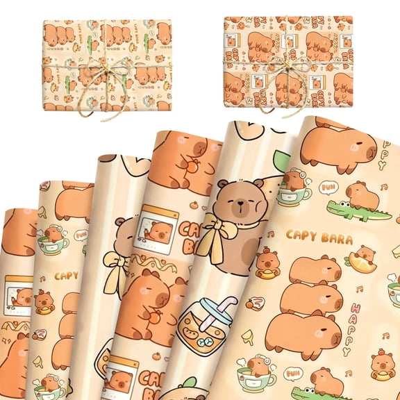 Cute Cartoon Wrapping Paper 18 PCS Assorted Designs - Party Decor & Gift Wrapping for Birthdays, Tea Parties, Holiday Gifts