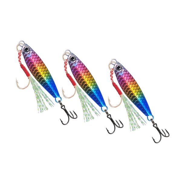 3x Señuelos de Pesca Cebos de Pesca Equipo de Pesca de Agua Salada Señuelos de Jigging Plantillas de Pesca Vistoso