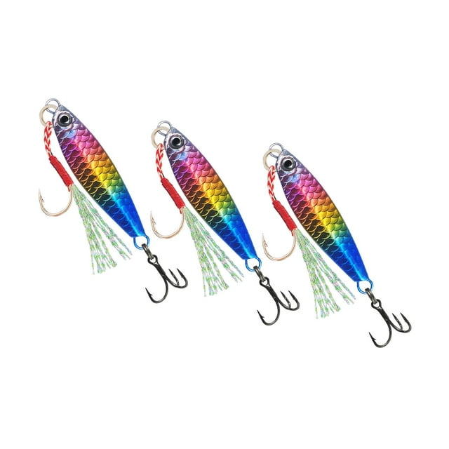Señuelos de pesca de 3 uds, señuelos Jigging con anzuelo auxiliar y anzuelo, suministros de pesca, cebos de pesca realistas de agua dulce, plantillas Vistoso