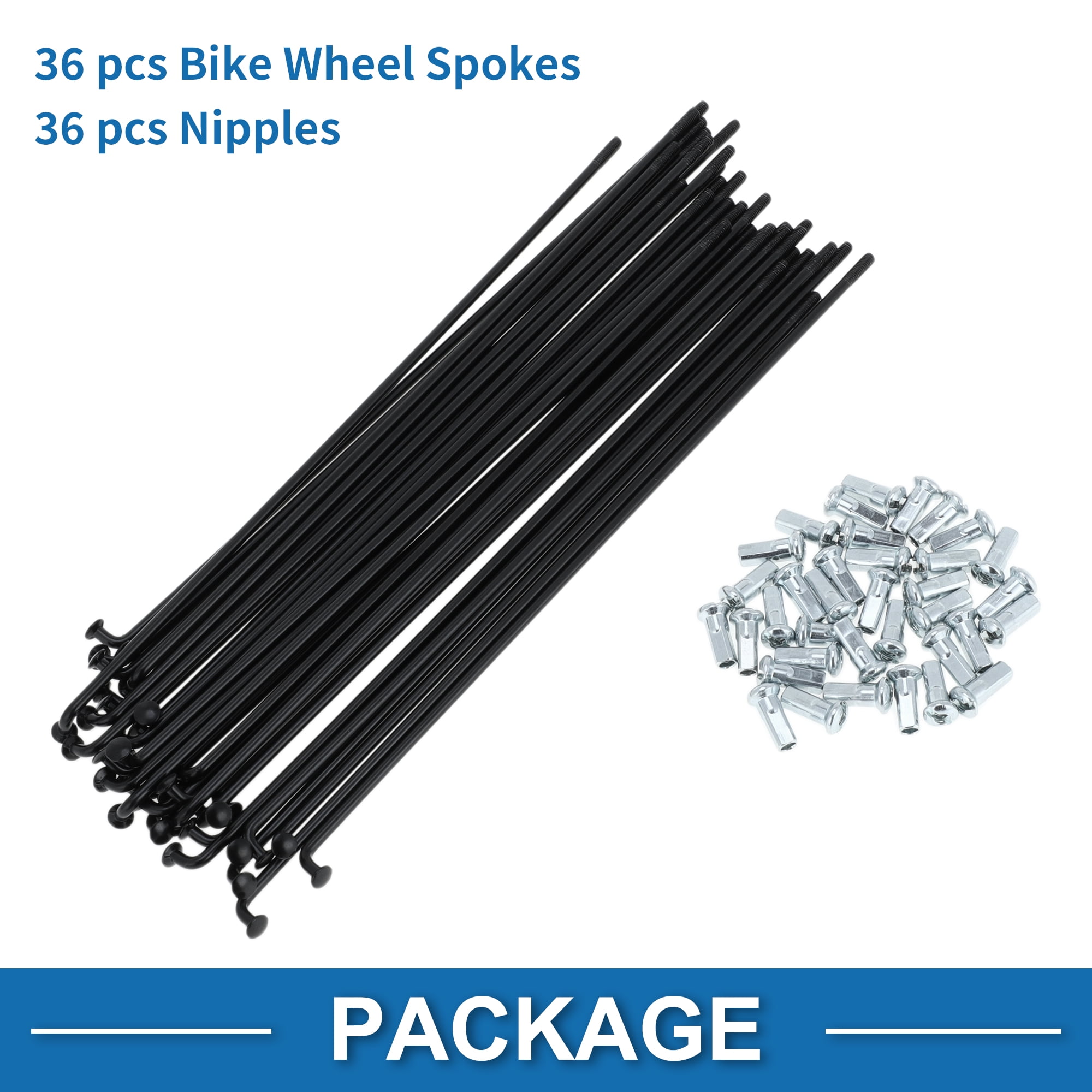 Unique Bargains 36Pcs Bicycle Spokes 12G Bike Wheel Spokes Carbon Steel Black 6.89"