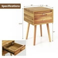 thumbnail image 3 of Costway Wooden Nightstand Mid-Century End Side Table Bedroom W/2 Storage Drawers Natural, 3 of 10