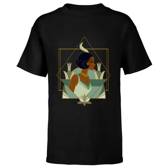 Disney Princess Tiana Modern Art Deco Style - Short Sleeve T-Shirt for Kids - Customized-Black