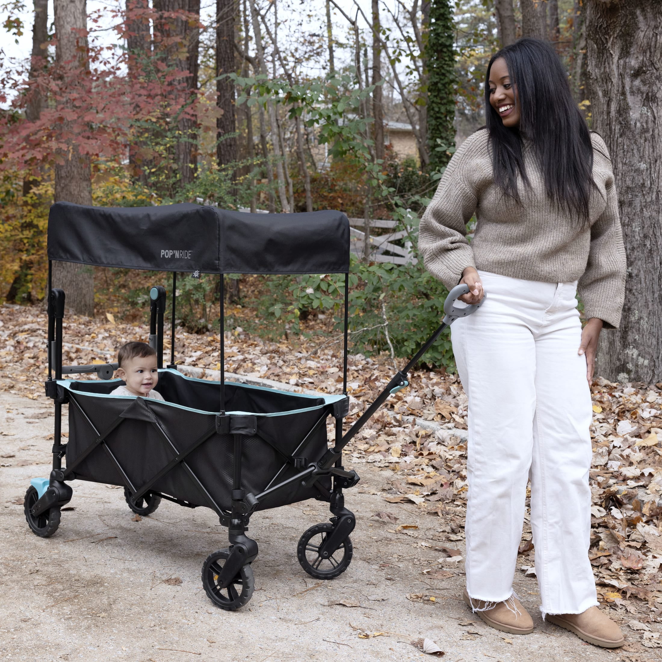 Ingenuity Pop 'N Ride Stroller Wagon - Black & Teal