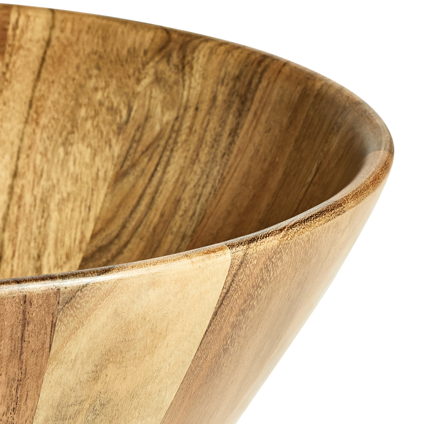 Better Homes & Gardens- Acacia Wood Large Angled Serving Bowl, Natural Finish