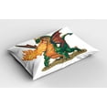 thumbnail image 2 of Ambesonne Dragon Pillow Sham 2 Pack, Mythical Monster Mascot, 36"x20", Hunter Green Dark Orange, 2 of 3