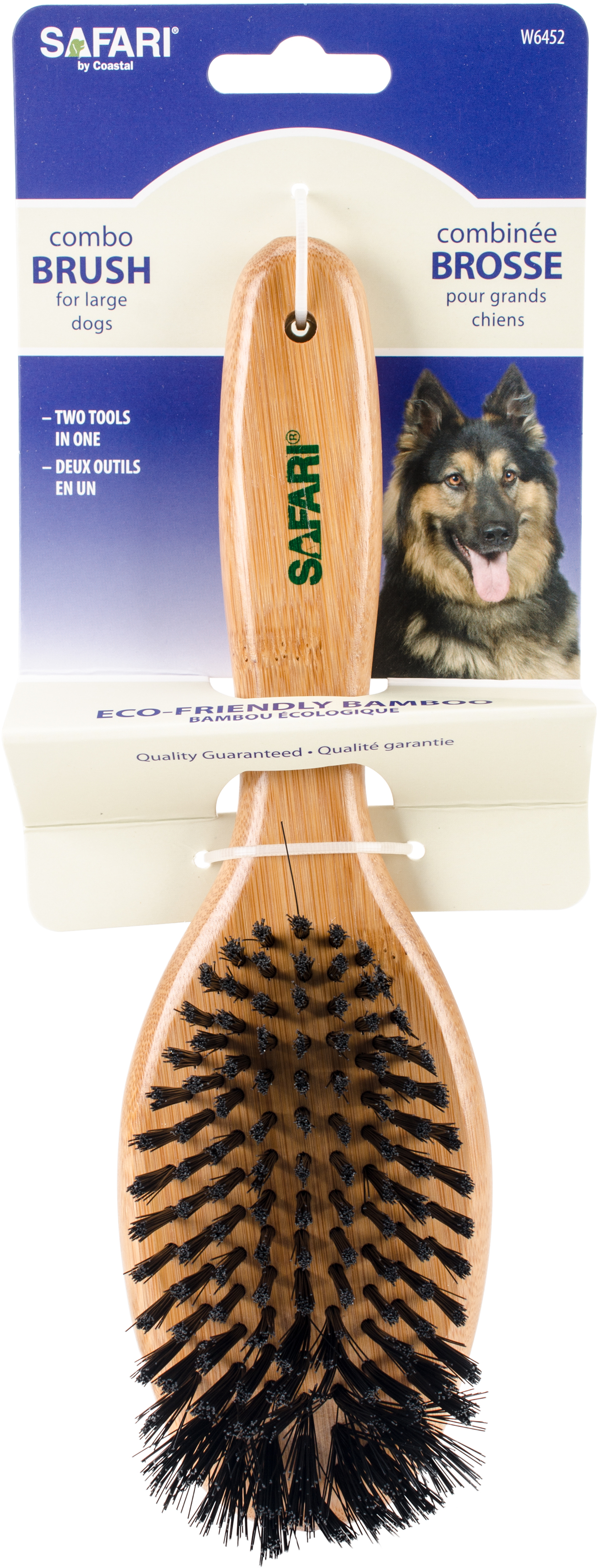 Safari Dog Pin and Bristle Combo Brush with Bamboo Handle, Large