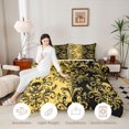 thumbnail image 3 of jejeloiu Western Vintage Skull Queen Comforter Set,Rich Damask Comforter Sets Queen For Adults,Gold Black,Black Reversible,3pcs,1 Comforter and 2 Pillowcases, 3 of 7