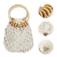 thumbnail image 4 of Pochette Tissée à Cordon Petit Sac en Filet de Coton Pochette de Plage d'Été, 4 of 5