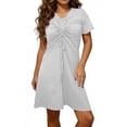 thumbnail image 1 of Mceream Robes d'Été pour Femmes Grande Taille Midi Froncées Robes Ajustables à Torsade devant Col en V 2026 Vacances Élégantes à Manches Courtes Boho Robe de Plage Blanche G, 1 of 6