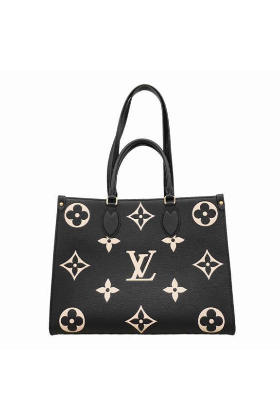 Pre-Owned Louis Vuitton Monogram Empreinte Bicolor OnTheGo MM Tote Bag M45495 Black Beige 2-way...
