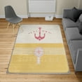 thumbnail image 2 of Nautical Turkish Area Rug, Vintage Marine Design for Ocean Lovers Anchor Compass and Stripes, Soft Carpet for Living Room Decor with Distressed Look, 2.6' x 5', Dark Yellow, by Ambesonne, 2 of 4
