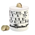 thumbnail image 1 of Queen Piggy Bank, Vintage Grunge Here Sits the Queen Words Antique Crown Royalty Theme Hipster, Ceramic Coin Bank Money Box for Cash Saving, 3.6" X 3.2", Charcoal Grey White, by Ambesonne, 1 of 4