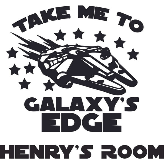 Custom Name Wall Decal - Take Me To The Galaxies Edge Personalized Wall Sticker for Home Boy Girl Bedroom Decoration - Size: 19 In x 15 In