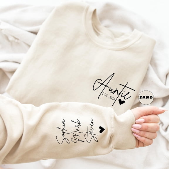 Auntie Sweatshirt: Nieces Nephews Names Sweatshirt, Pregnancy Reveal Sweatshirt