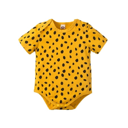 

nsendm Infant Romper Long Shorts Boys Toddler Kids Infant Girls Boys Polka Dots Prints Short Sleeves Rompers Pack Yellow 0-3 Months